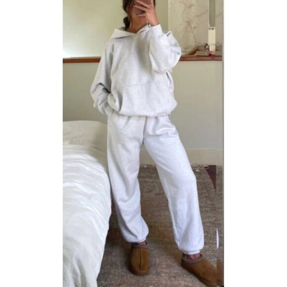ARITZIA TNA SweatFleece Cozy Fleece Mega Fit Sweatpants in Heather Grey Size 2XS - Picture 1 of 10